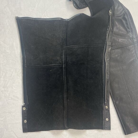 Vintage Barneys Leather Chaps Adult XL Black Leather Motorcycle Riding - Picture 11 of 15